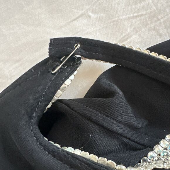 Vintage 90s Cache Evening Gown Women's M Black Dress Crystal Embellished Straps - Picture 10 of 13